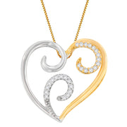 Bids.com 10K Two-Toned Gold 1/10 cttw Round Cut Diamond Swirl Heart Accent Pendant Necklace (H-I, I1-I2) Necklaces White Smoke YellowWhite.Gold / 18