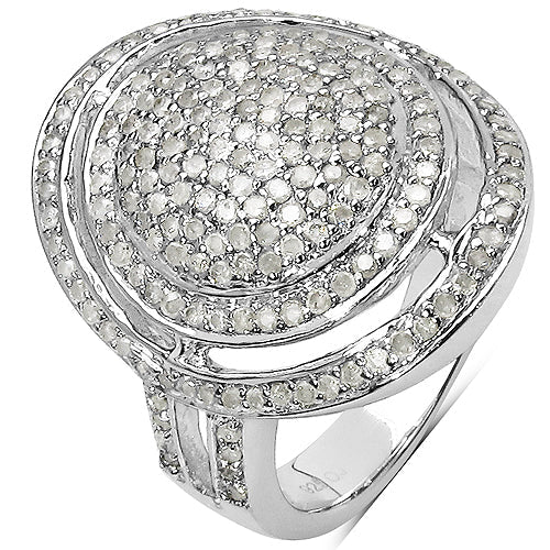 Bids.com 1.13 Carat Genuine White Diamond .925 Sterling Silver Ring Rings White Smoke size 7.00,size 6.00,size 8.00,size 9.00