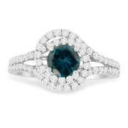 Bids.com 14K White Gold 1-1/3 Cttw White & Blue Diamond Interweaving Double Halo Cocktail Statement Ring (G-H and Fancy Blue Color, SI2-I1 Clarity) - Size 6 Rings White Smoke 8 / White.Gold,7.25 / White.Gold,6 / White.Gold,7 / White.Gold