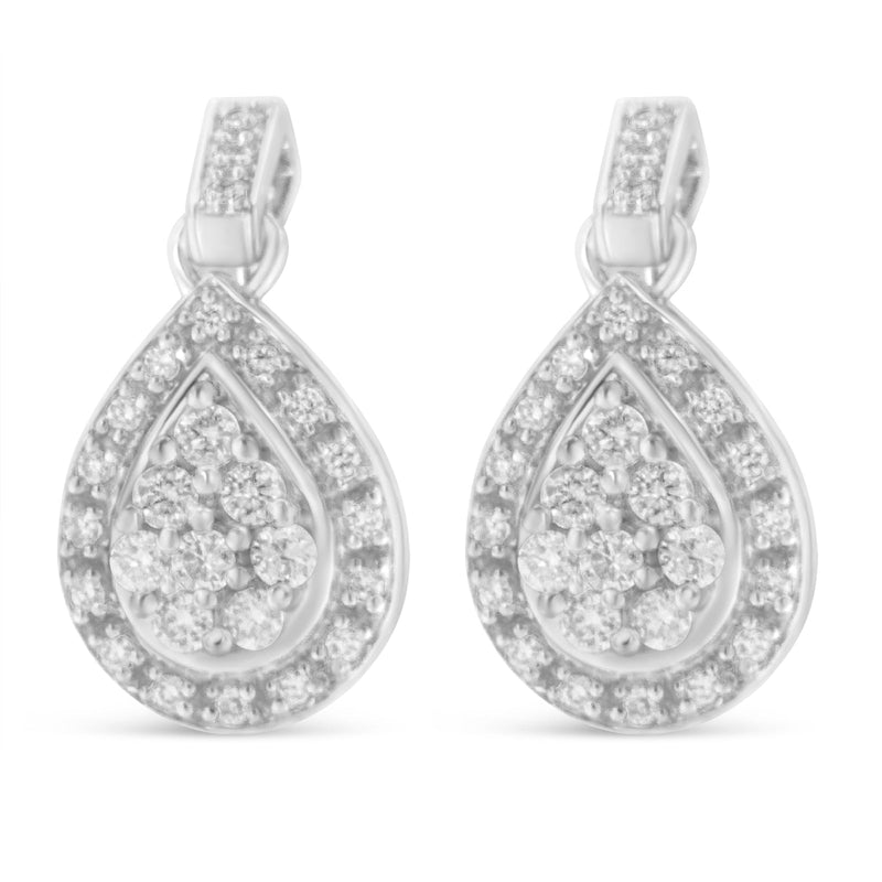 Bids.com 10k White Gold Round Cut Diamond Earrings (0.75 cttw, H-I Color, I1-I2 Clarity) Earrings White Smoke White.Gold / 0.75