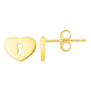 Bids.com 14k Yellow Gold Heart Padlock Stud Earrings Earrings White Smoke Yellow Gold