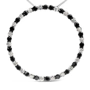 Bids.com .925 Sterling Silver 3.0 Cttw Alternating Black and White Diamond Open Hoop Circle Pendant Necklace (H-I Color, I3 Clarity) - 18" Inches Necklaces White Smoke White.Sterling Silver / 18