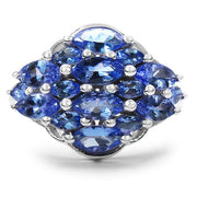 Bids.com 2.48 Carat Genuine Tanzanite .925 Sterling Silver Ring Rings White Smoke size 6.00,size 7.00,size 8.00,size 5.00,size 9.00