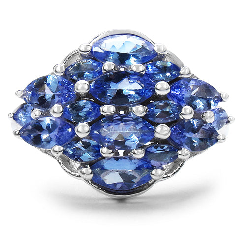 Bids.com 2.48 Carat Genuine Tanzanite .925 Sterling Silver Ring Rings White Smoke size 6.00,size 7.00,size 8.00,size 5.00,size 9.00