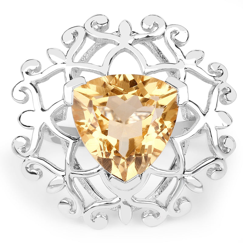 Bids.com 5.71 Carat Genuine Citrine .925 Sterling Silver Ring Rings White Smoke size 7.00,size 6.00,size 8.00,size 9.00