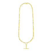 Bids.com 14k Yellow Gold Alternating Oval and Round Chain Necklace with Toggle Necklaces White Smoke 18 / Yellow Gold