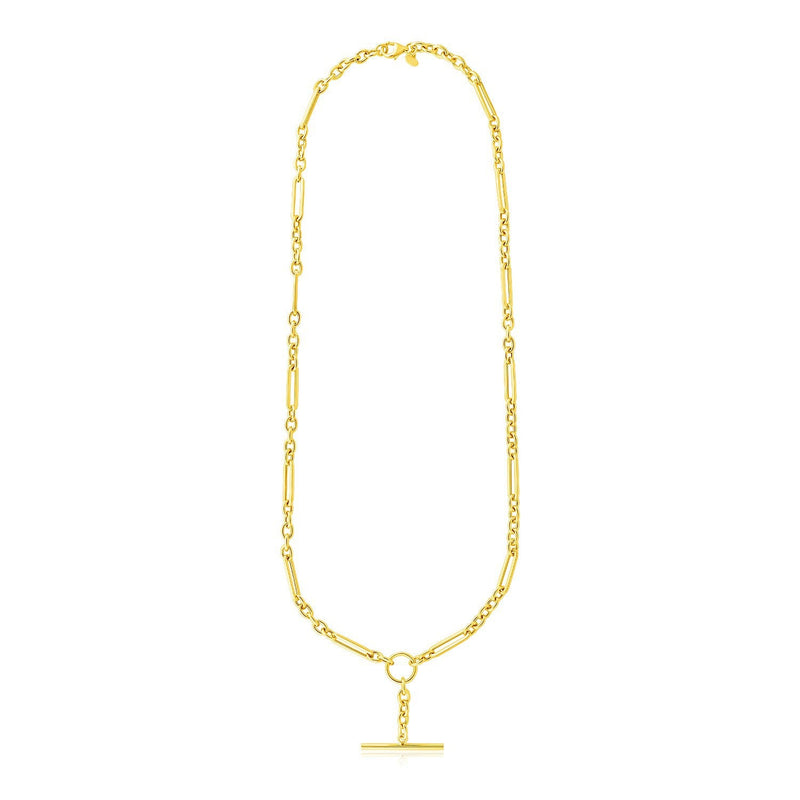 Bids.com 14k Yellow Gold Alternating Oval and Round Chain Necklace with Toggle Necklaces White Smoke 18 / Yellow Gold