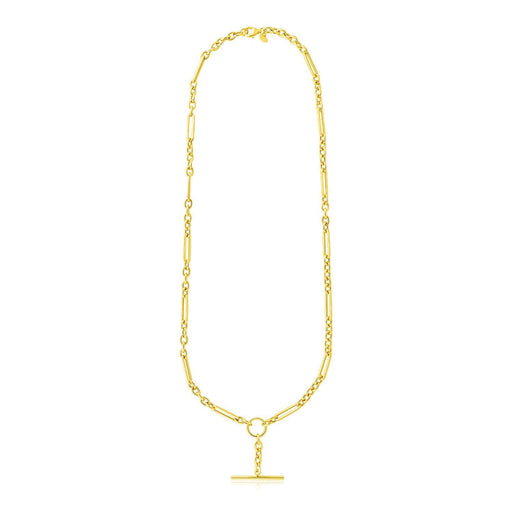 Bids.com 14k Yellow Gold Alternating Oval and Round Chain Necklace with Toggle Necklaces White Smoke 18 / Yellow Gold