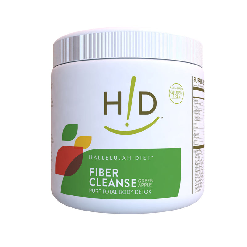 Hallelujah Diet Fiber Cleanse Powder - Natural Colon Cleanse - (Green Apple, 8 oz) Fiber and Detox Olive Drab