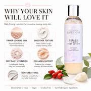 Glimmer Goddess® Organic Skin Care Organic Firming Body Lotion – Skin Tightening Formula Lotions & Creams White Smoke Lightly Scented – soft essential oil scent,Unscented – great for extra-sensitive skin