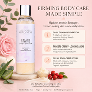 Glimmer Goddess® Organic Skin Care Organic Firming Body Lotion – Skin Tightening Formula Lotions & Creams Misty Rose Lightly Scented – soft essential oil scent,Unscented – great for extra-sensitive skin