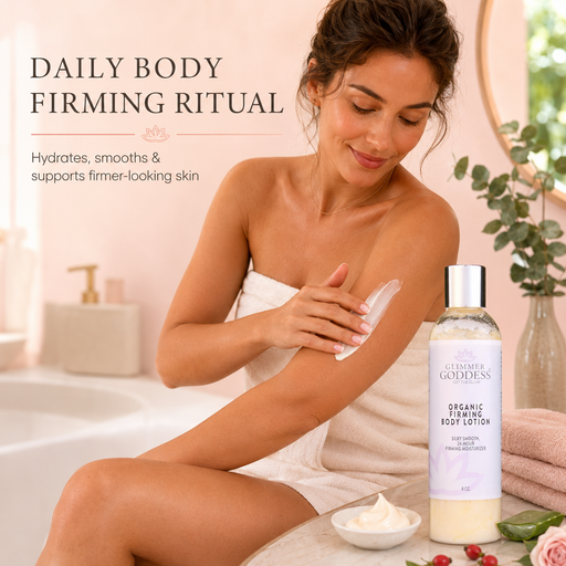 Glimmer Goddess® Organic Skin Care Organic Firming Body Lotion – Skin Tightening Formula Lotions & Creams Bisque Lightly Scented – soft essential oil scent,Unscented – great for extra-sensitive skin