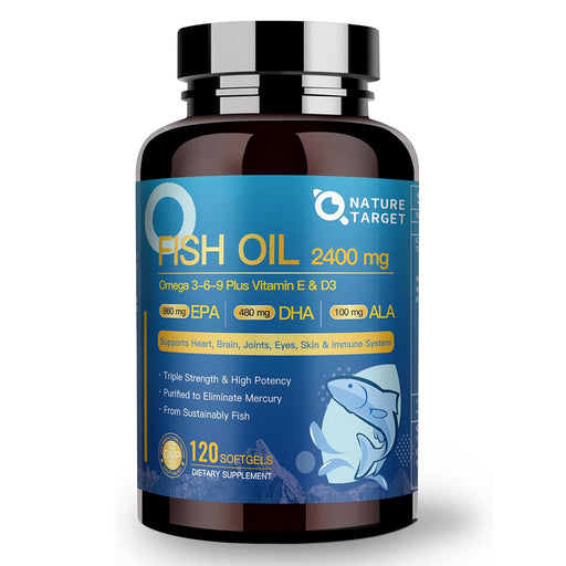 Nature Target Vitamin D3 & E Fish Oil, 120 Soft Capsules FISH OIL White Smoke