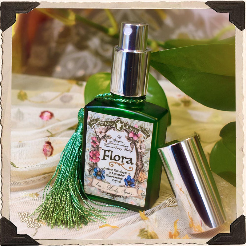 WhiteWitchParlour.com FLORA Body Spray. 1oz. Springtime Feminine Energy Healing Blend aromatherapy, perfume, oils Light Gray