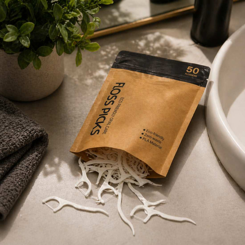 Shave Essentials Floss Picks Dental Floss Dark Gray