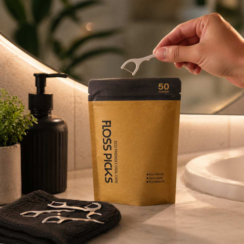 Shave Essentials Floss Picks Dental Floss Dark Olive Green
