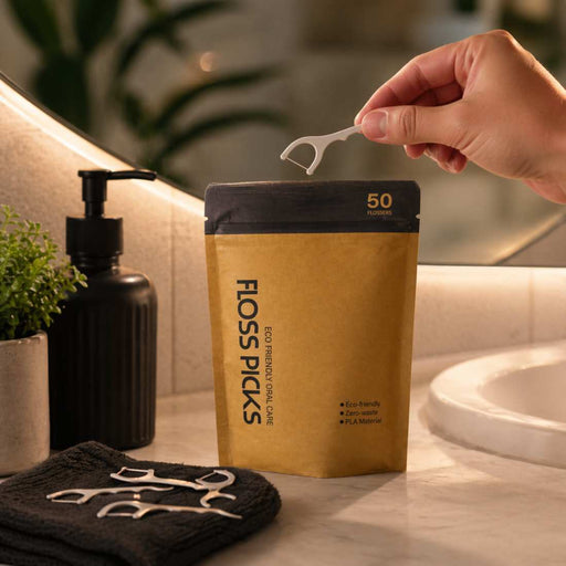 Shave Essentials Floss Picks Dental Floss Dark Olive Green