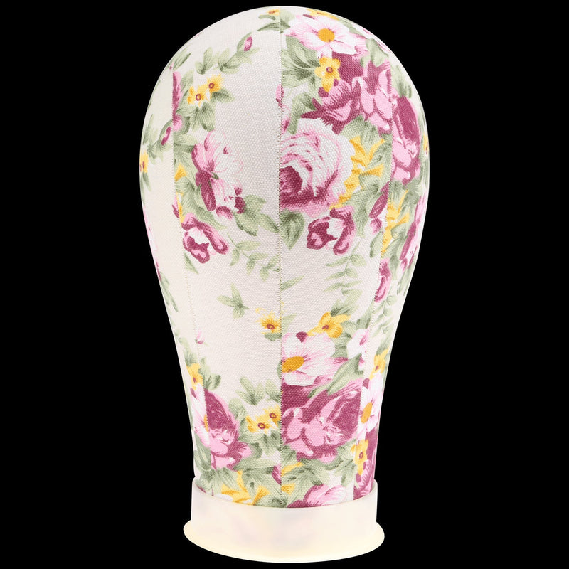 VIP Extensions Flower Print Poly Block Canvas Head 22" Salon Supplies Black