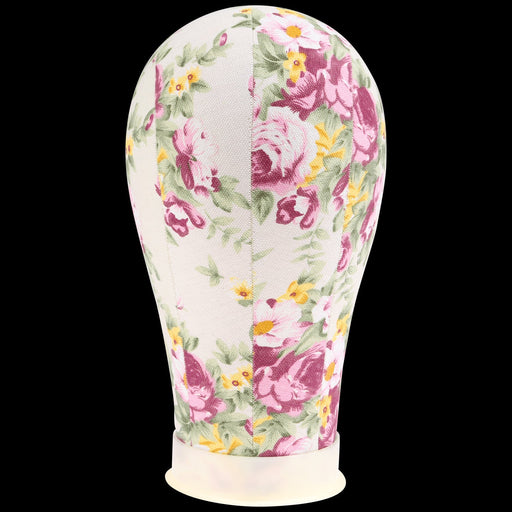 VIP Extensions Flower Print Poly Block Canvas Head 22" Salon Supplies Black
