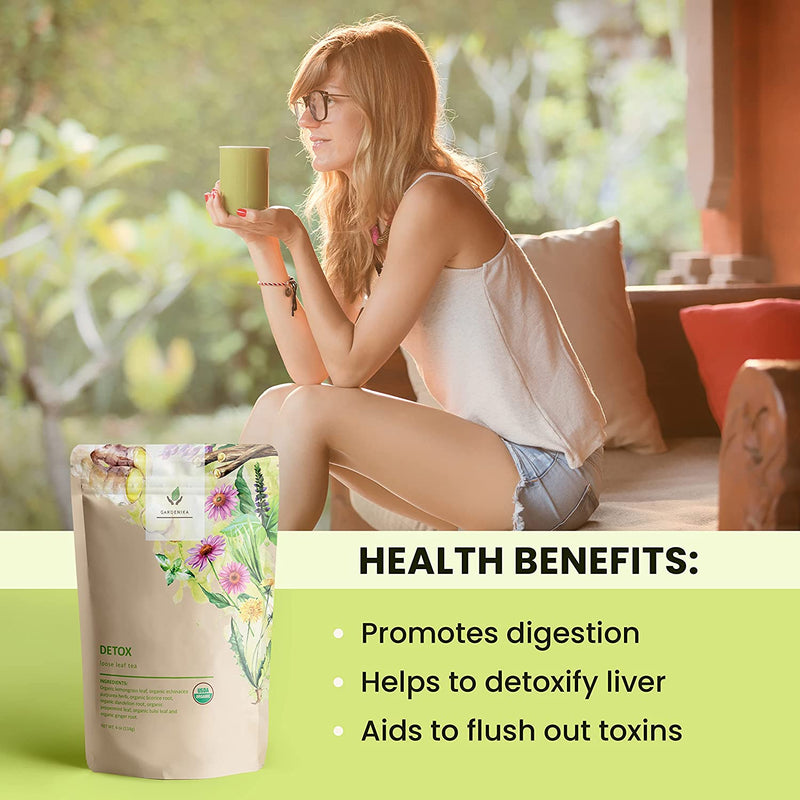 Gardenika Shop Detox Tea, Ayurvedic Cleanse with Dandelion & Lemongrass | Organic Loose Leaf Tea Khaki
