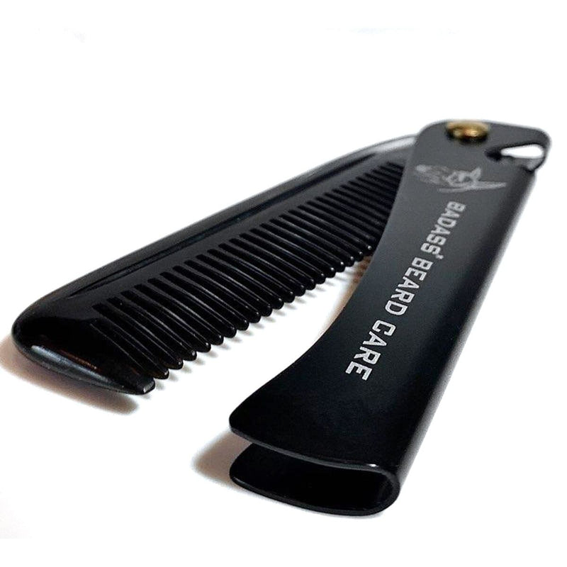 Badass Beard Care 2-in-1 Folding Ox Horn Comb COMB Black