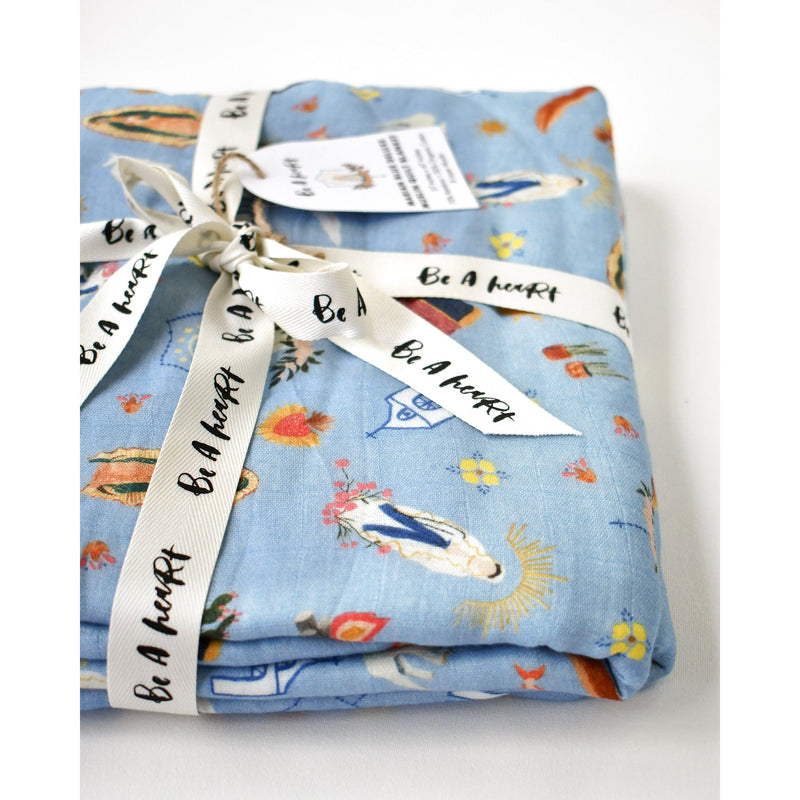 Be A Heart Blue Marian Deluxe Muslin Baby Blanket Quilt Swaddling & Receiving Blankets White Smoke Standard,Oversized (72x60 inches)