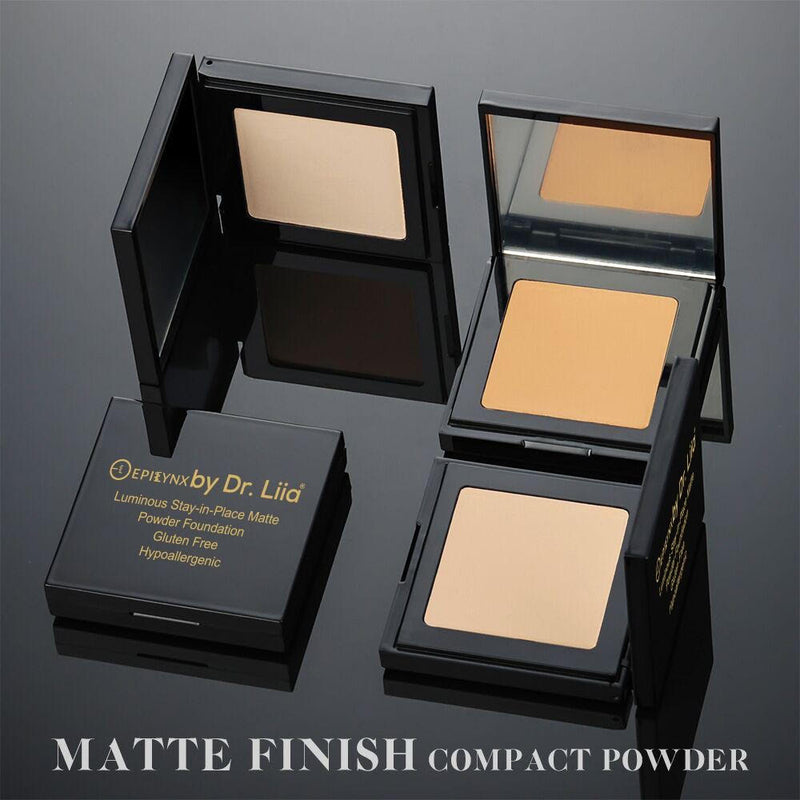 EpiLynx Luminous Matte Powder Foundation – Vegan, Gluten-Free, Allergen-Friendly Dark Slate Gray 1: Light,2: Apricot Light,3: Natural Beige,4: Warm,5: Mystic Beige,6: Sun Kissed