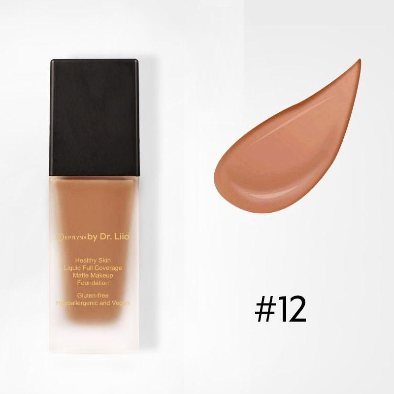 EpiLynx Healthy Skin Full Coverage Matte Foundation with SPF 30 – Vegan, Gluten-Free & Hydrating White Smoke 12: Cocoa