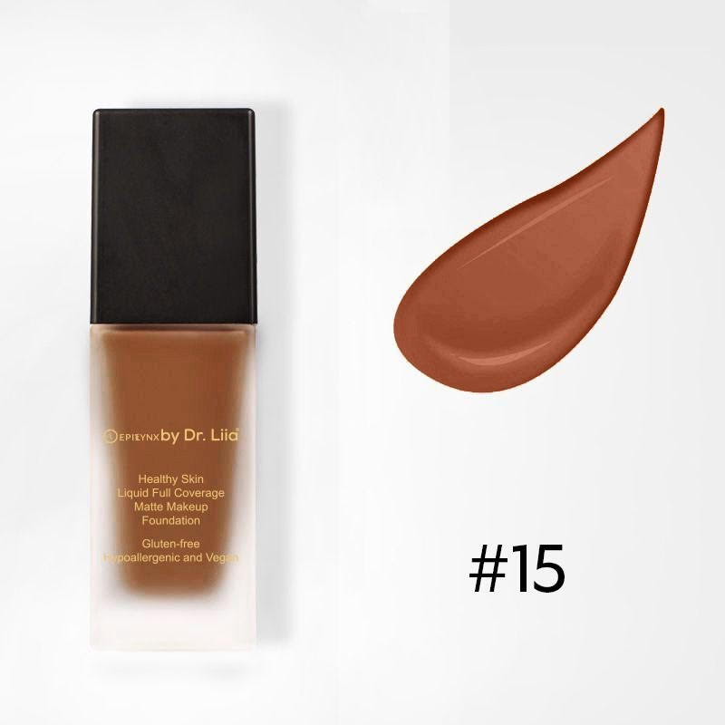 EpiLynx Healthy Skin Full Coverage Matte Foundation with SPF 30 – Vegan, Gluten-Free & Hydrating White Smoke 15: Classic Tan