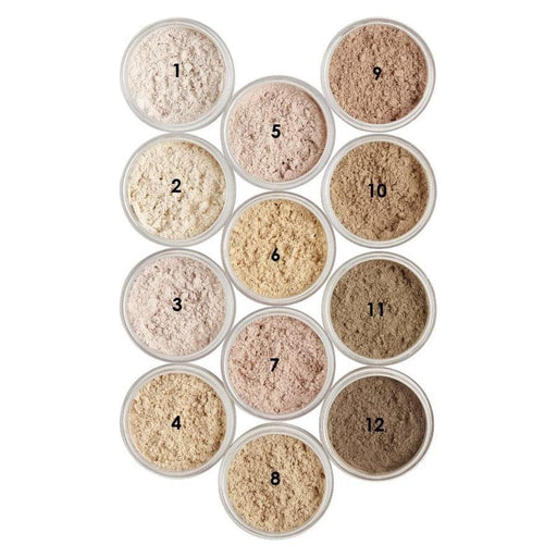 Sally B's Skin Yummies Lightweight Mineral Foundation for Daily Wear Makeup Gray #1 Cool Ivory,#2 Warm Ivory,#3 Cool Beige,#4 Warm Beige,#5 Naturally Fair,#6 Honey Beige,#7 Sunny Beige,#8 Amber Beige,#9 Suntan,#10 Cinnamon,#11 Honey Brown,#12 Mahogany