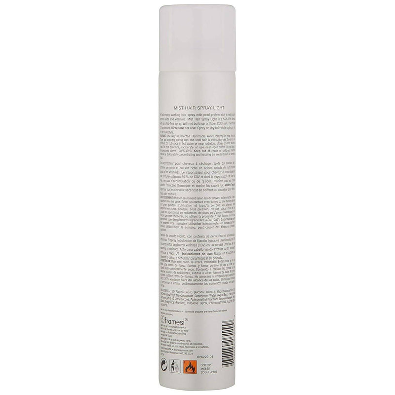 VIP Extensions Framesi By Pearl Mist Hair Spray, Light Hold for Color Treated Hair, 10 oz Hairspray Gray
