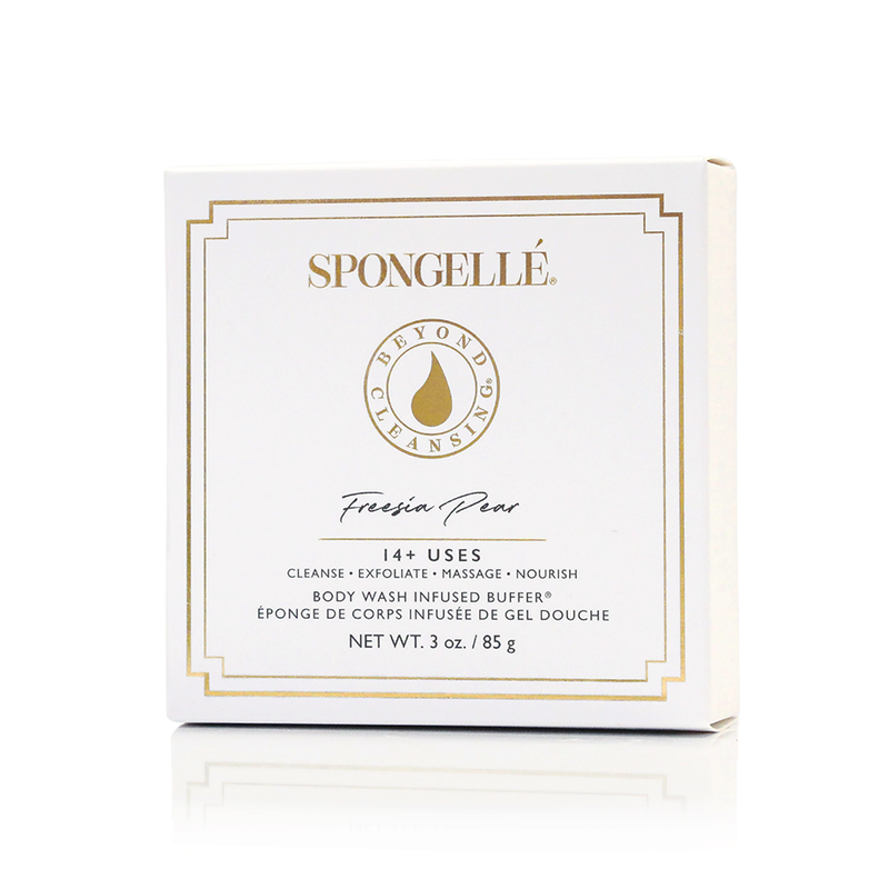 Spongellé Freesia Pear | Vegan-Friendly Boxed Flower Body Wash Infused Buffer White Smoke