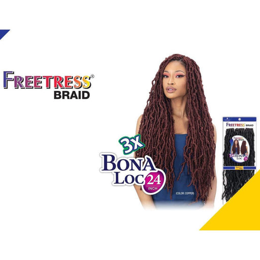 VIP Extensions FreeTress Braid 3X Bona Loc 24" Braiding Hair White Smoke 1,1B,2,4,27,T27,30,T30,Copper,T530,613