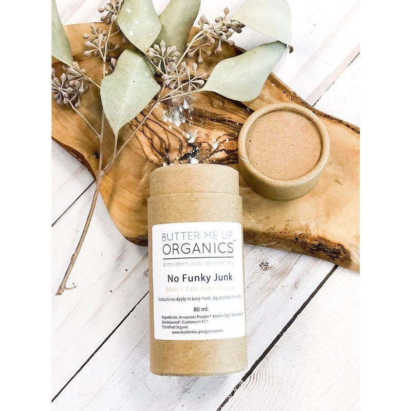 Butter Me Up Organics No Funky Junk / Men's Talc Free Powder Body Antique White