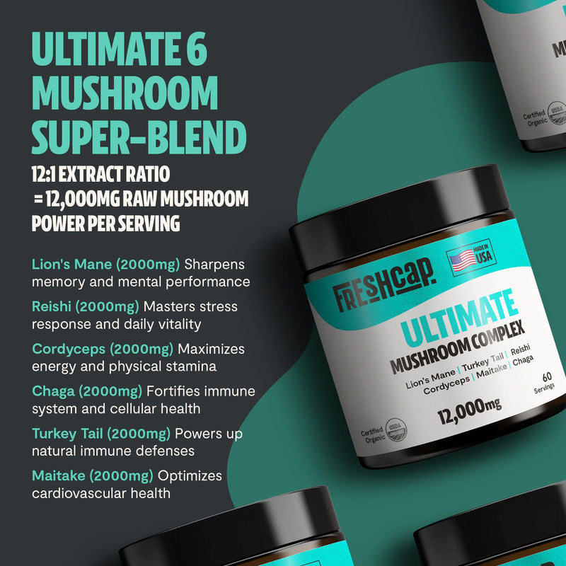 FreshCap Mushrooms Organic Mushroom Extract Powder Blend Powder Dark Slate Gray