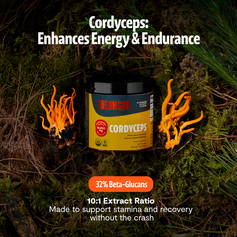 FreshCap Mushrooms Cordyceps Mushroom Extract Powder Powder Black
