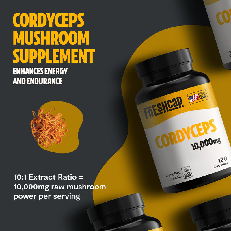 FreshCap Mushrooms Organic Cordyceps Mushroom Supplement Capsules Capsules Dark Slate Gray 120 Capsules