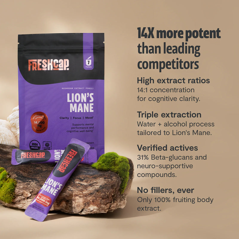 FreshCap Mushrooms Organic Lion’s Mane Mushroom Powder Powder Rosy Brown 60 Servings