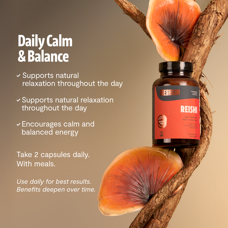 FreshCap Mushrooms Organic Reishi Mushroom Capsules Capsules Rosy Brown