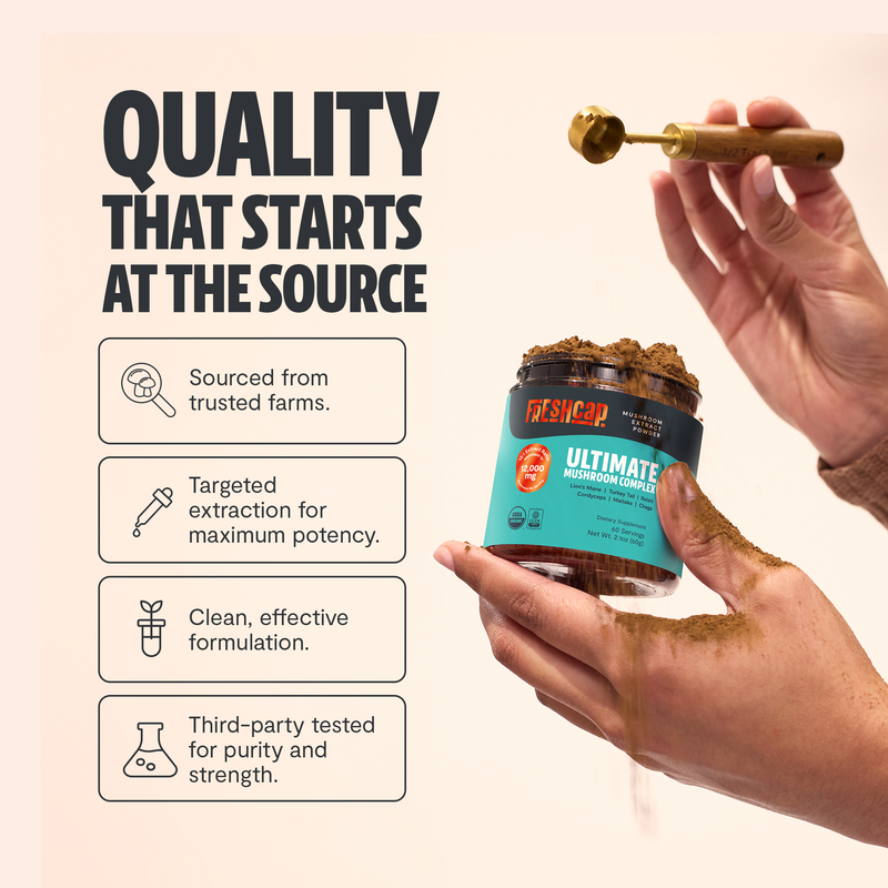 FreshCap Mushrooms Organic Mushroom Extract Powder Blend Powder Seashell