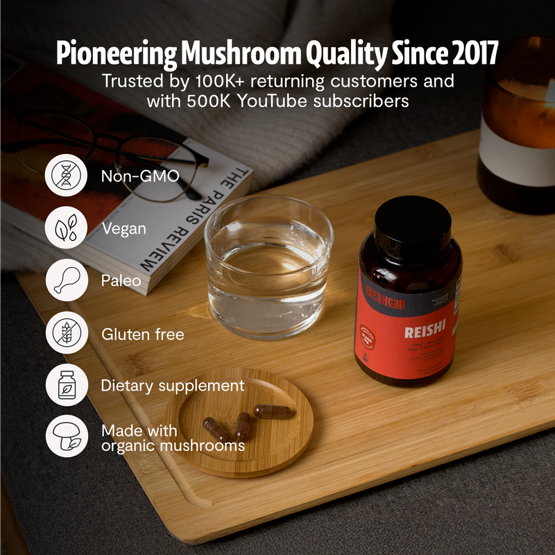 FreshCap Mushrooms Organic Reishi Mushroom Capsules Capsules Black