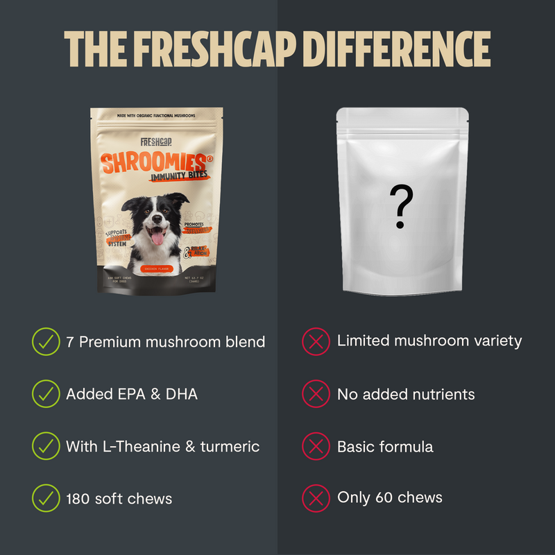 FreshCap Mushrooms Organic Mushroom Complex for Dogs Pet Treats Dark Slate Gray