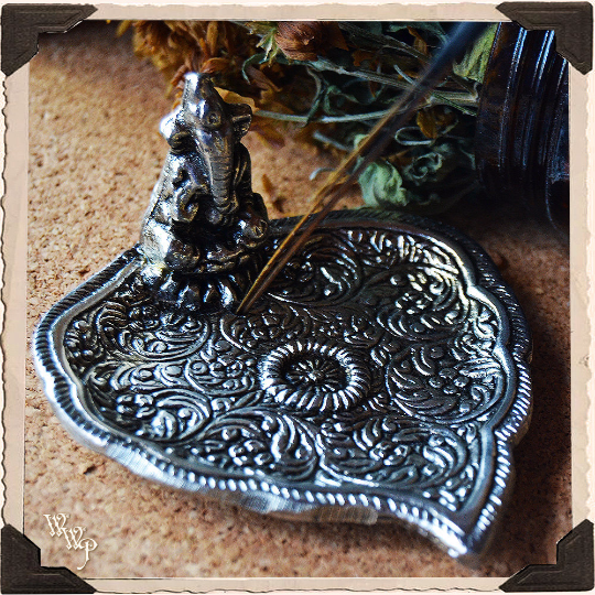 WhiteWitchParlour.com GANESHA BOHEMIAN INCENSE BURNER. Aluminum Dish. Incense Stick & Cone Holder. Tools & Accessories Black