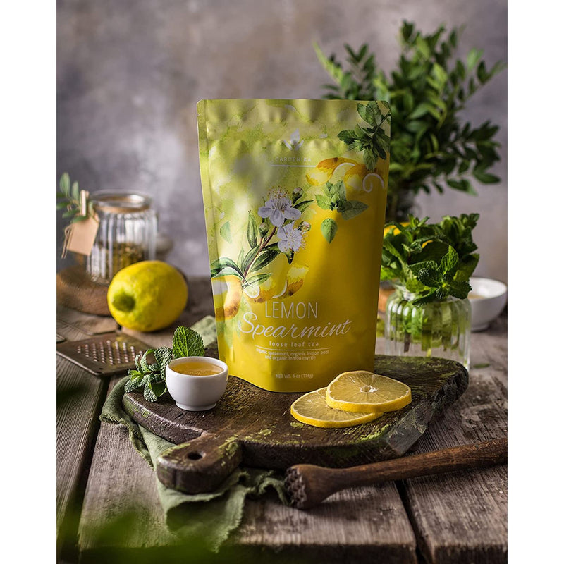 Gardenika Shop Lemon Spearmint Tea, Refreshing Herbal Blend - Organic & Kosher Loose Leaf Tea Slate Gray
