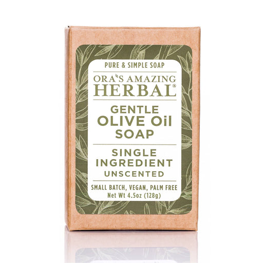 Ora's Amazing Herbal Gentle Olive Oil Soap, Unscented Soap White Smoke Just The Soap Bar,With Organic Cotton Soap Saver Bag