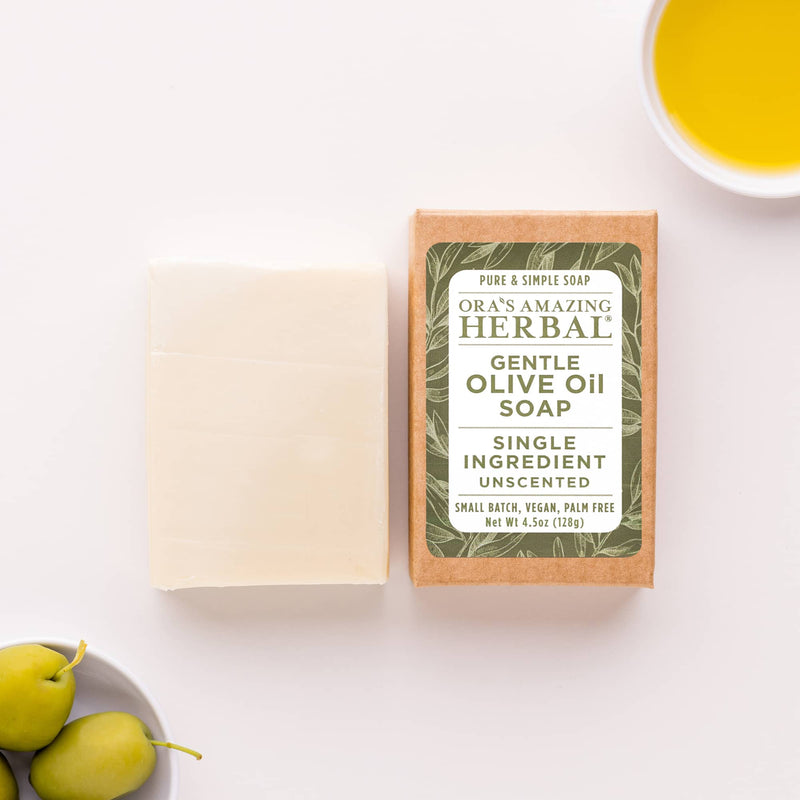 Ora's Amazing Herbal Gentle Olive Oil Soap, Unscented Soap Antique White Just The Soap Bar