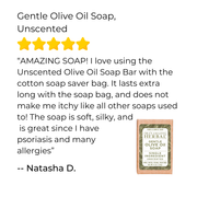 Ora's Amazing Herbal Gentle Olive Oil Soap, Unscented Soap White Smoke Just The Soap Bar,With Organic Cotton Soap Saver Bag
