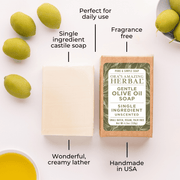 Ora's Amazing Herbal Gentle Olive Oil Soap, Unscented Soap Lavender Just The Soap Bar,With Organic Cotton Soap Saver Bag