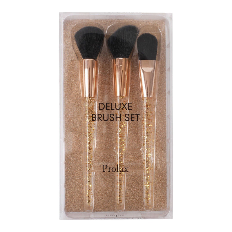 Prolux Cosmetics Gold Flakes 3-Piece Brush Set BRUSH SET Rosy Brown