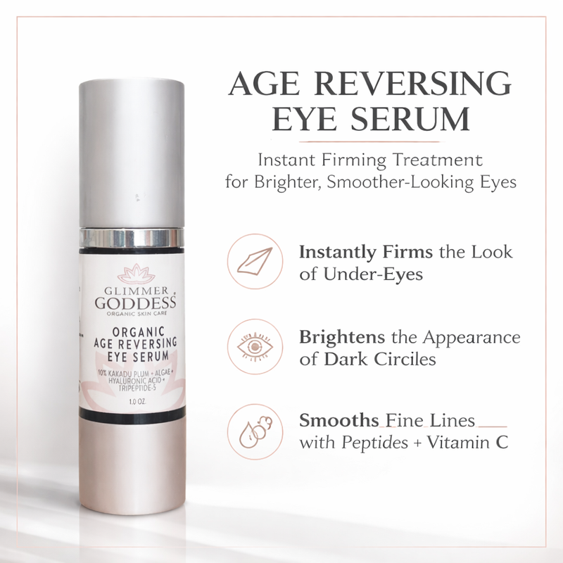 Glimmer Goddess® Organic Skin Care Organic Age Reversing Eye Serum – Instant Firming Treatment For Eyes White Smoke